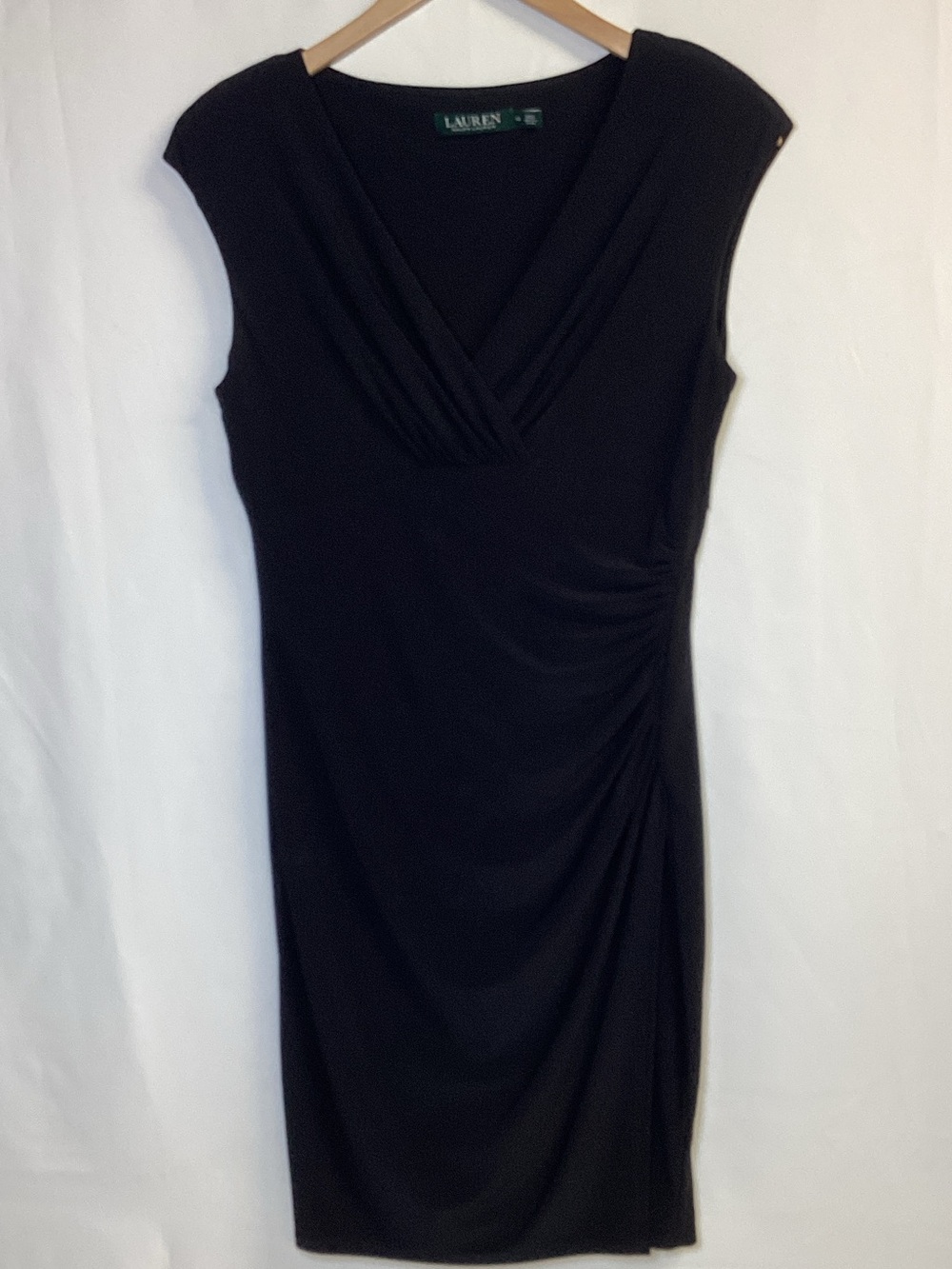 LAUREN RALPH LAUREN Faux Wrap Sleeveless Black Dress Size 10